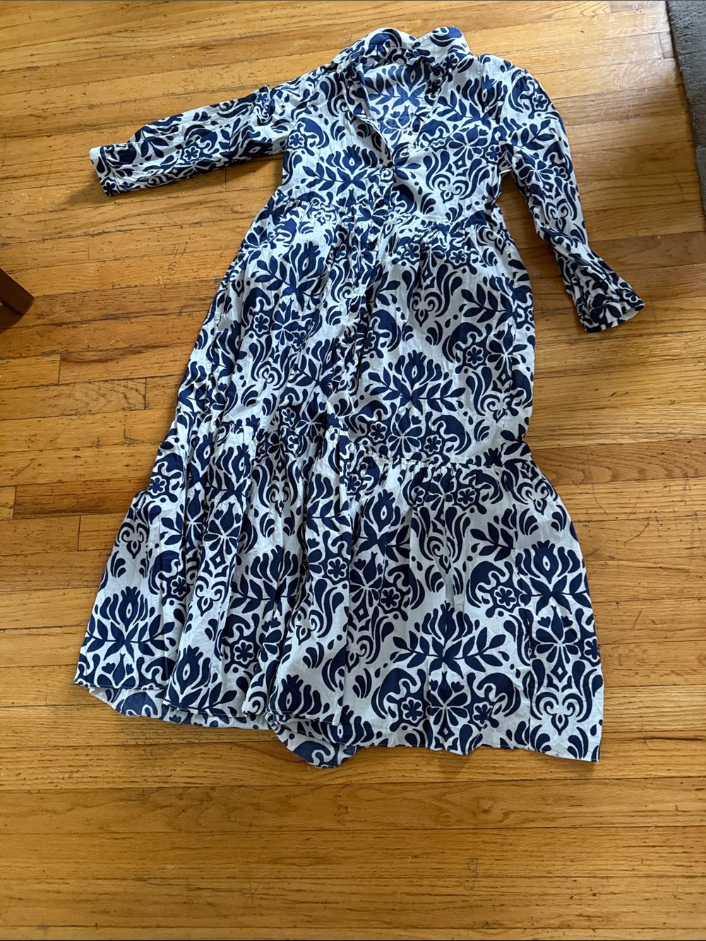 Zara Blue and White Floral Maxi Dress for Girls